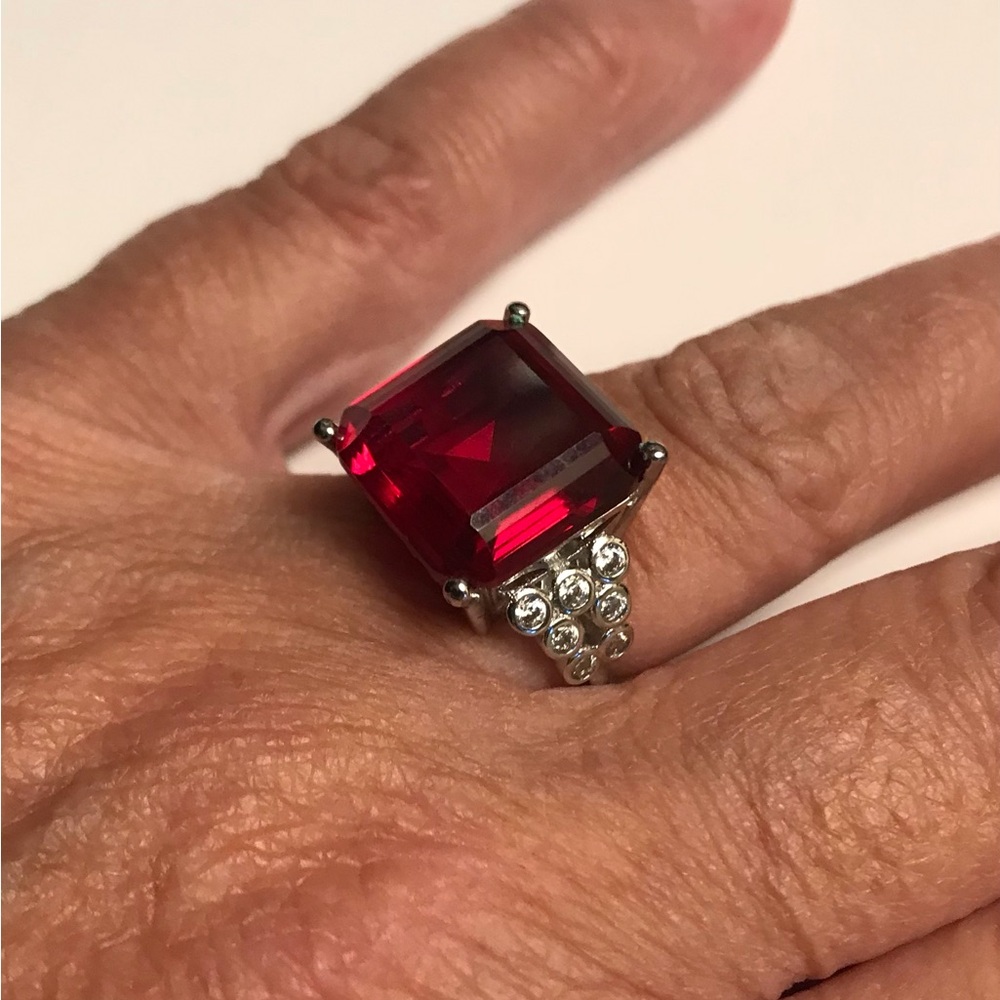 Garnet Stamped 925 Sterling Silver Ring